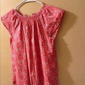 Jacadi Coral Pink Floral Smocked Neck Top
